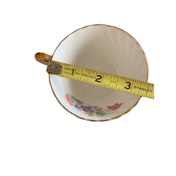 AYNSLEY ENGLAND PASTEL LIGHT PINK SWIRL TEA CUP SAUCER SET FLORAL GOLD RIM #1 Gd - Picture 11 of 13